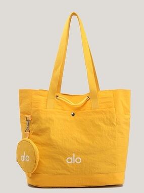 ALO Yoga Bright Yellow Canvas Tote with Detachable Pouch
